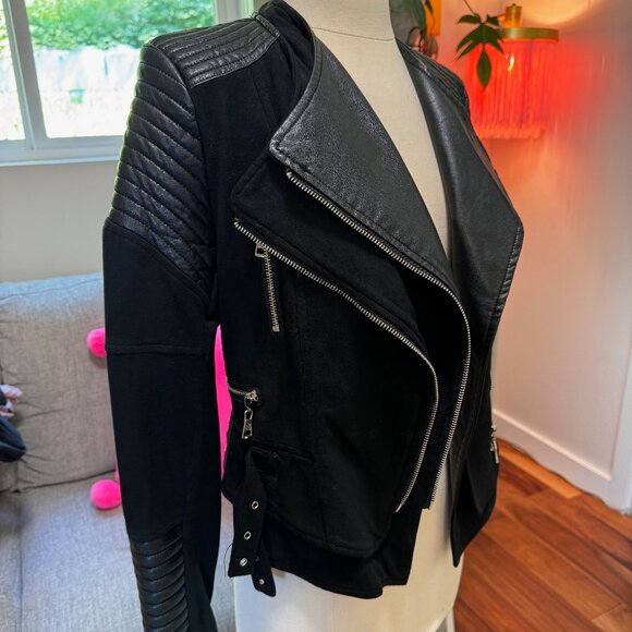 Ivory & Chain Bessie vegan suede cropped moto biker jacket (size S US, 8 AUS) - Picture 9 of 15